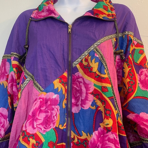Olympic Exposure Women's Medium Purple Floral Windbreaker Jacket‎ LN 1302 - Picture 3 of 5